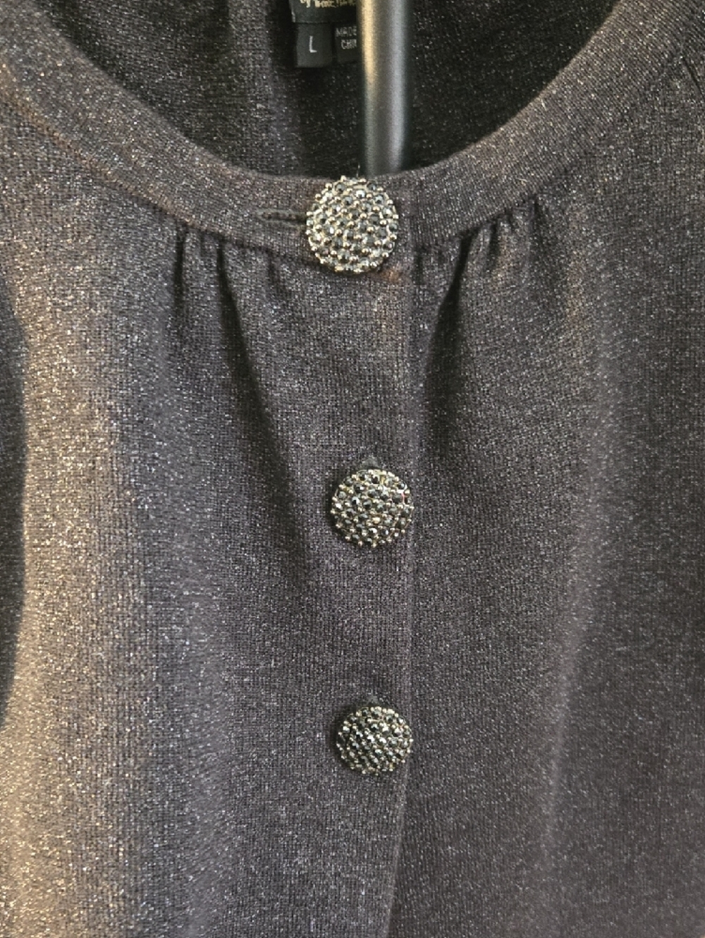 Nicole Shimmering Dark Gray Short-Sleeve Cropped Sweater - Picture 3 of 6